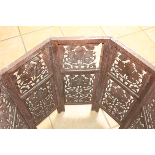 9 - LARGE EASTED CARVED INLAID FOLDING PLATTER TOP TABLE
64 X 68CM