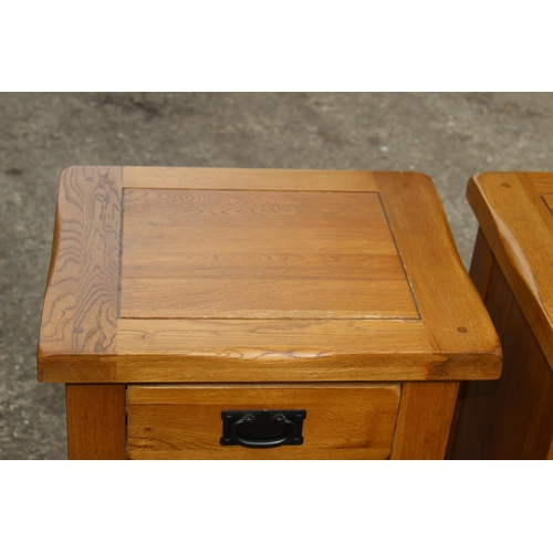 83 - PAIR OF OAK FURNITURELAND OAK BEDSIDE TABLES 
50 X 42 X 60CM