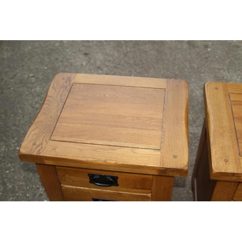 83 - PAIR OF OAK FURNITURELAND OAK BEDSIDE TABLES 
50 X 42 X 60CM