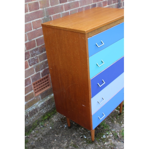 54 - RETRO TEAK CHEST OF DRAWERS 
66 X 44 X 107CM