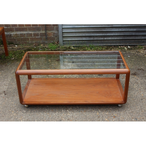 62 - RETRO G PLAN TEAK AND GLASS COFFEE TABLE
110 X 52 X 47CM