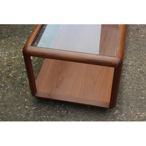 62 - RETRO G PLAN TEAK AND GLASS COFFEE TABLE
110 X 52 X 47CM