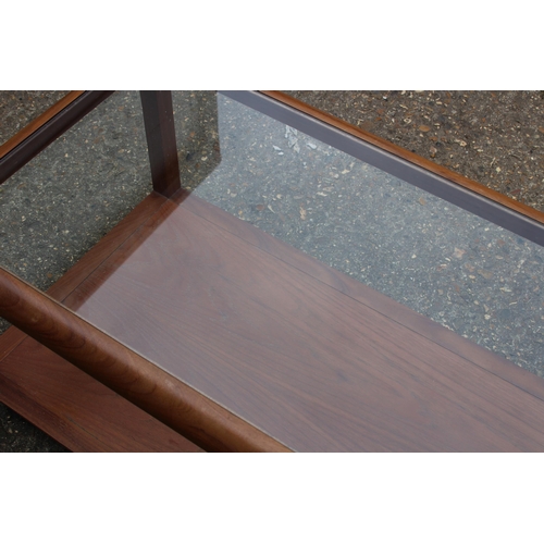 62 - RETRO G PLAN TEAK AND GLASS COFFEE TABLE
110 X 52 X 47CM