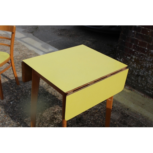 63 - 1950s  KITCHEN TABLE AND TWO CHAIRS 
90 X 60 X 77CM