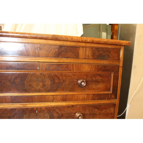 78 - LARGE EDWARDIAN 4 DRAWER CHEST OF DRAWERS - A/F
THIS HAS BEEN SPILT IN HALF AND BACK NEEDS REPAIR 
1... 