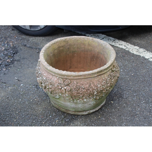 88 - HEAVY FLORAL APPLIQUÉ DESIGN STONEWARE PLANTER
43 X 35CM