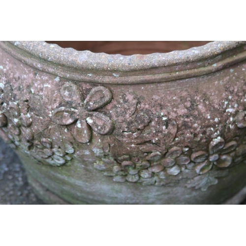 88 - HEAVY FLORAL APPLIQUÉ DESIGN STONEWARE PLANTER
43 X 35CM