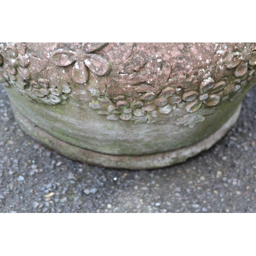 88 - HEAVY FLORAL APPLIQUÉ DESIGN STONEWARE PLANTER
43 X 35CM