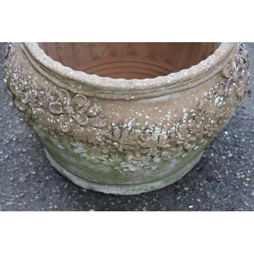 88 - HEAVY FLORAL APPLIQUÉ DESIGN STONEWARE PLANTER
43 X 35CM