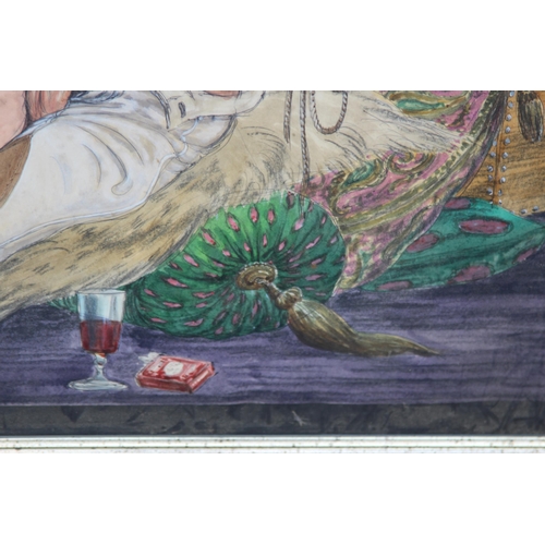 154 - 3 X ADULT THEMED MIX MEDIA PAINTINGS 
64.5 X 50CM