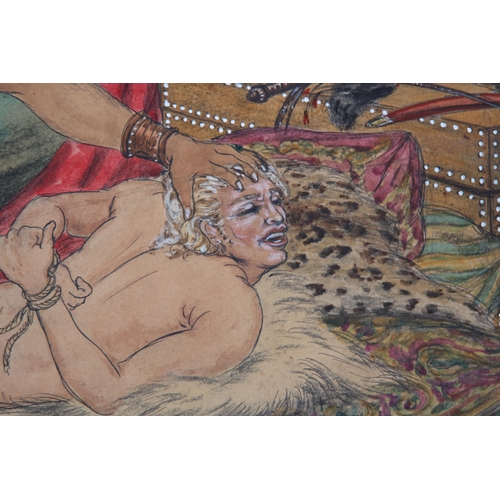 154 - 3 X ADULT THEMED MIX MEDIA PAINTINGS 
64.5 X 50CM