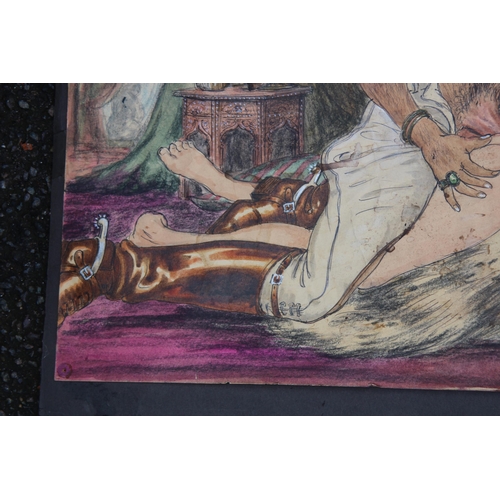 154 - 3 X ADULT THEMED MIX MEDIA PAINTINGS 
64.5 X 50CM