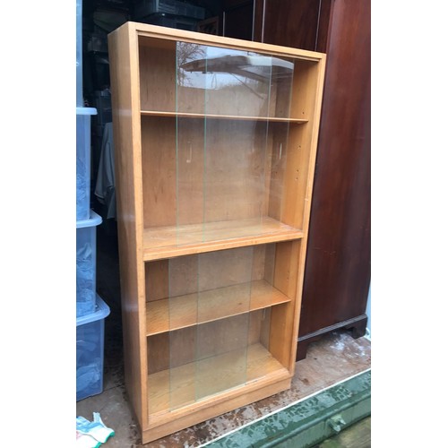 84 - RETRO MORRIS OF GLASGOW DOUBLE GLASS FRONTED BOOKCASE
70 X 29 X 145CM