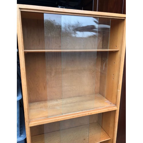 84 - RETRO MORRIS OF GLASGOW DOUBLE GLASS FRONTED BOOKCASE
70 X 29 X 145CM