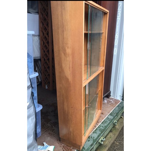 84 - RETRO MORRIS OF GLASGOW DOUBLE GLASS FRONTED BOOKCASE
70 X 29 X 145CM