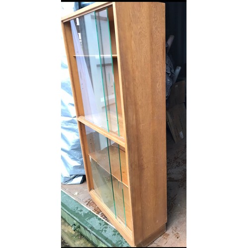 84 - RETRO MORRIS OF GLASGOW DOUBLE GLASS FRONTED BOOKCASE
70 X 29 X 145CM