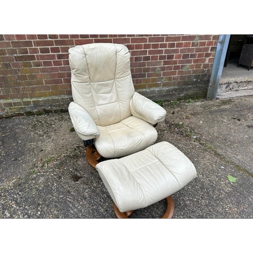 42 - STRESSLESS CHAIR AND FOOTSTOOL