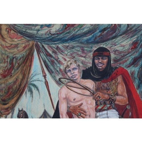 154 - 3 X ADULT THEMED MIX MEDIA PAINTINGS 
64.5 X 50CM