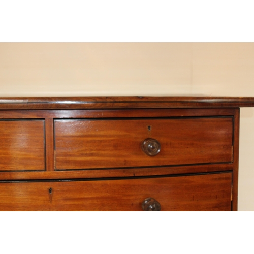 17 - VICTORIAN MAHOGANY 2 OVER 3 BOW FRONTED CHEST OF DRAWERS
108 X 55 X 98CM