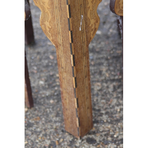 24 - MOORISH INLAID MAHOGANY OCCASIONAL TABLE WITH MOTHER OF PEARL AND MARQUETRY ARABIC SCRIPT 
45 X 64CM