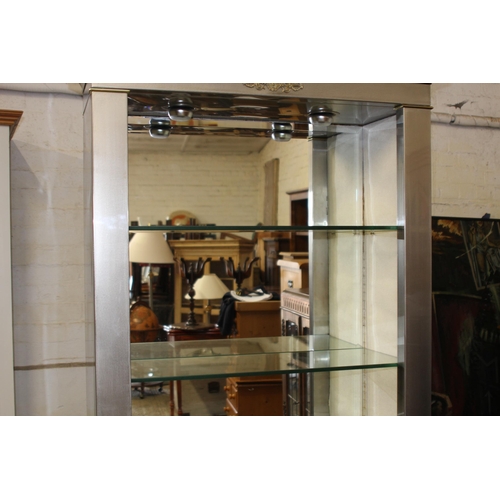 39 - BRUSHED ALUMINIUM DISPLAY CABINET 
94 X 40 X 197CM