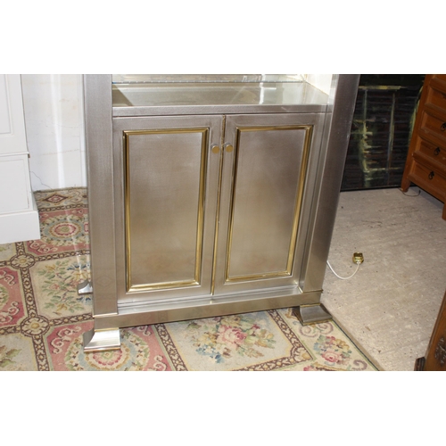 39 - BRUSHED ALUMINIUM DISPLAY CABINET 
94 X 40 X 197CM