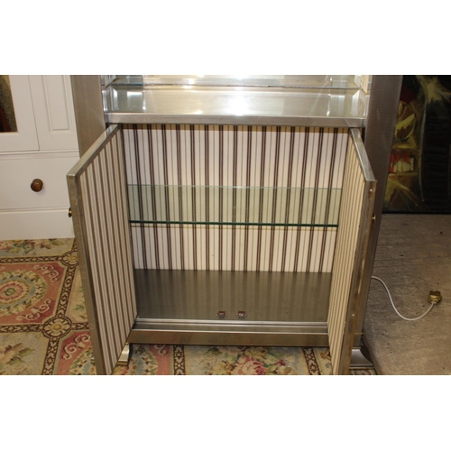 39 - BRUSHED ALUMINIUM DISPLAY CABINET 
94 X 40 X 197CM