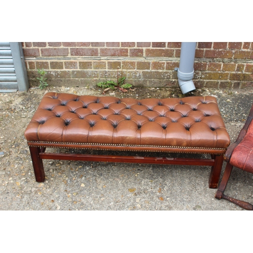 47 - EDWARDIAN CHAIR AND FOOTSTOOL - FOOTSTOOL A/F
104 X 43 X 39CM