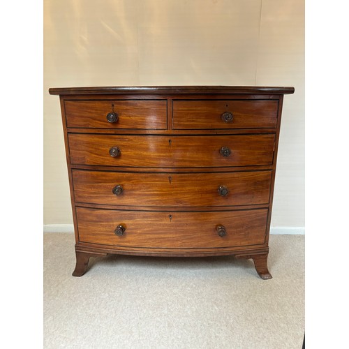 17 - VICTORIAN MAHOGANY 2 OVER 3 BOW FRONTED CHEST OF DRAWERS
108 X 55 X 98CM