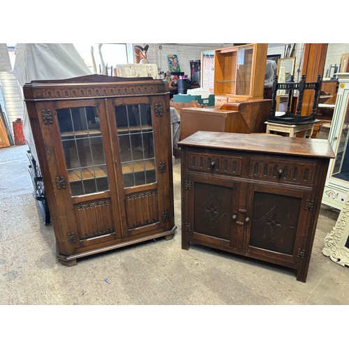 46 - VINTAGE PRIORY BOOKCASE AND SIDEBOARD 
91 X 31 X 133CM