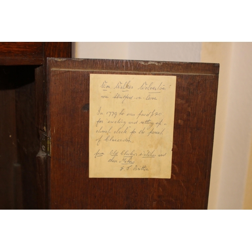 125 - 18TH CENTURY OAK LONG-CASE CLOCK WITH 10