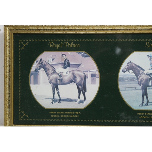 144 - FRAMED VINTAGE PICTURE SHOWING 3 DERBY WINNERS
55 X 20CM