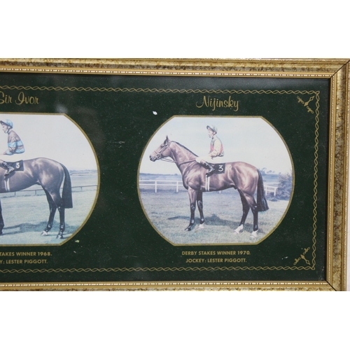 144 - FRAMED VINTAGE PICTURE SHOWING 3 DERBY WINNERS
55 X 20CM