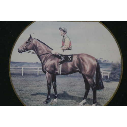 144 - FRAMED VINTAGE PICTURE SHOWING 3 DERBY WINNERS
55 X 20CM