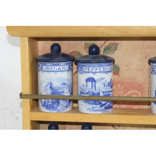 311 - QUANTITY OF SPODE SPICE POTS AND RACK
36 X 28CM