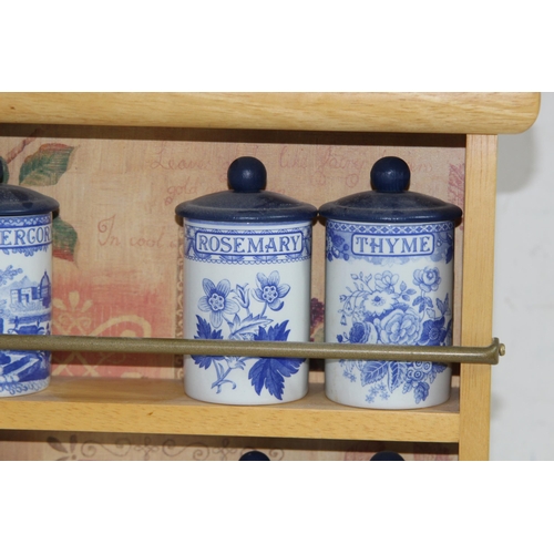 311 - QUANTITY OF SPODE SPICE POTS AND RACK
36 X 28CM