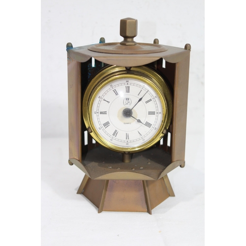 422 - UNUSUAL CLOCK BAROMETER AND 3 MODERN CARRIAGE CLOCKS x4
24CM