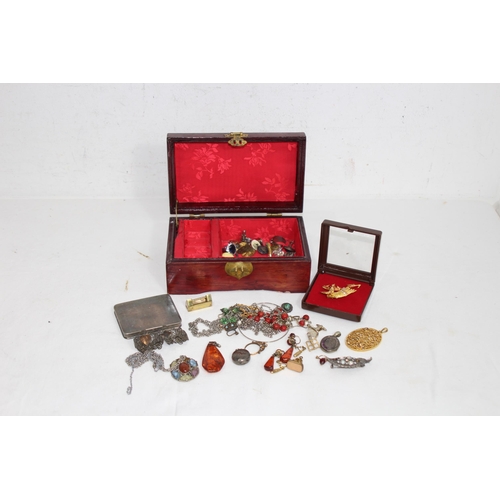 909 - BOX OF GOOD COSTUME JEWELLERY INCLUDING SILVER