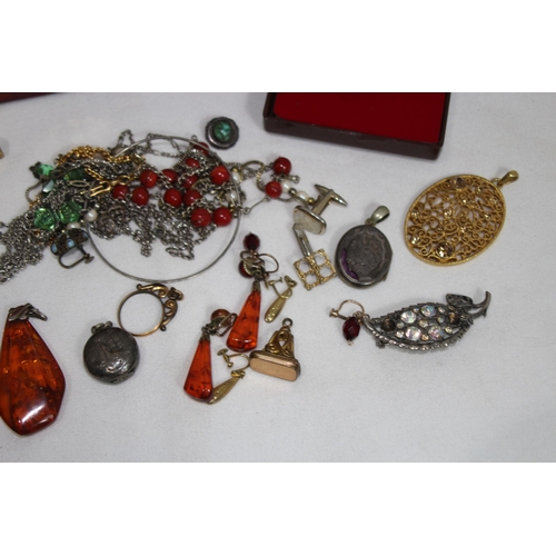 909 - BOX OF GOOD COSTUME JEWELLERY INCLUDING SILVER