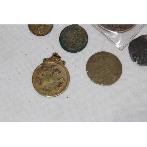 983 - QUANTITY OF VARIOUS ANTIQUE AND LATER MEDALLIONS AND COINS