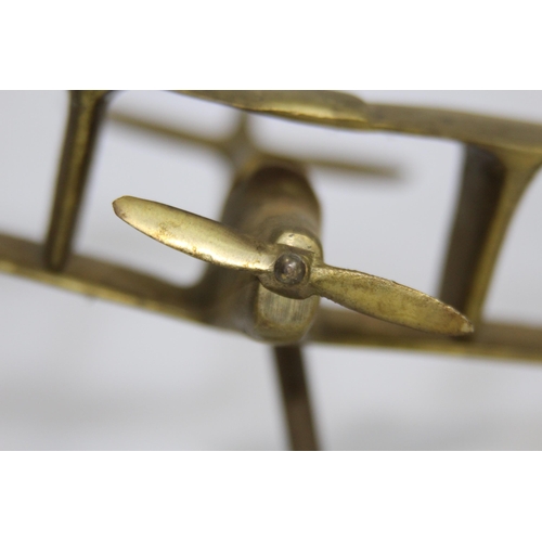 440 - MODEL OF A BRASS BIPLANE
27 X 23CM