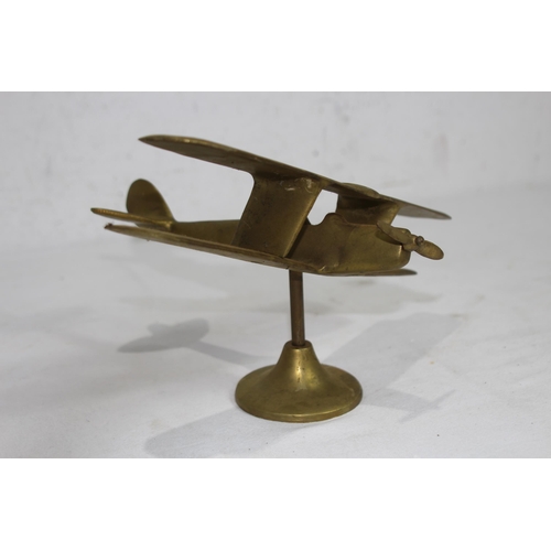 440 - MODEL OF A BRASS BIPLANE
27 X 23CM