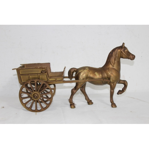 445 - QUANTITY OF BRASS HORSE AND CARRIAGES
45 X 17CM