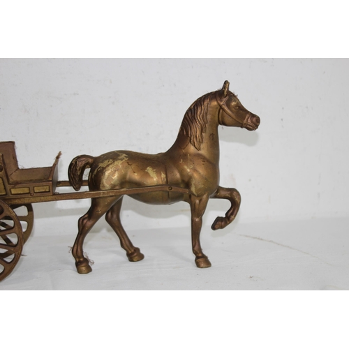 445 - QUANTITY OF BRASS HORSE AND CARRIAGES
45 X 17CM