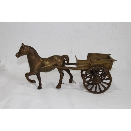 445 - QUANTITY OF BRASS HORSE AND CARRIAGES
45 X 17CM