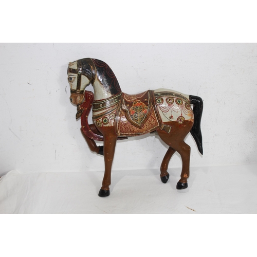 446 - ORIENTAL LAMP, HORSE, TEAPOT AND FIGURE
28 X 31CM