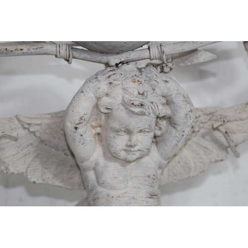 461 - ORNATE CHERUB CANDELABRA - WINGS ARE LOOSE 
44 X 43CM