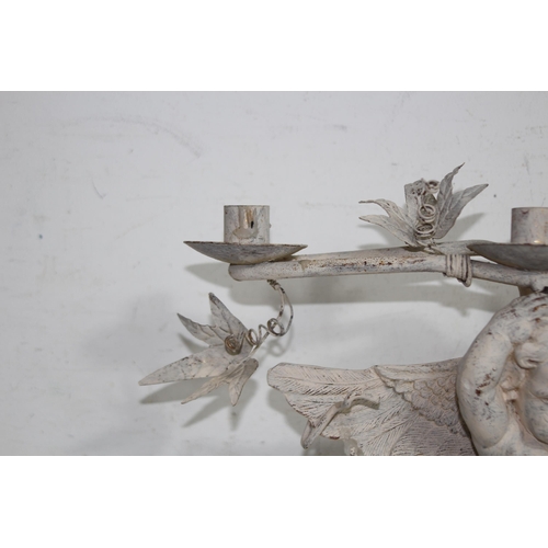 461 - ORNATE CHERUB CANDELABRA - WINGS ARE LOOSE 
44 X 43CM