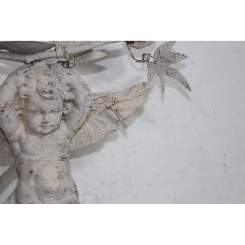 461 - ORNATE CHERUB CANDELABRA - WINGS ARE LOOSE 
44 X 43CM