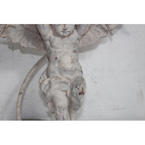 461 - ORNATE CHERUB CANDELABRA - WINGS ARE LOOSE 
44 X 43CM